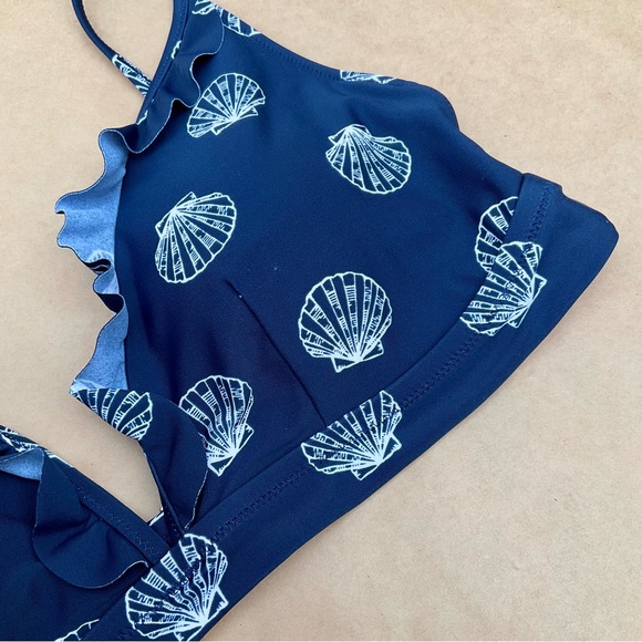 J. Crew & Shoshanna ❉ Nautical Navy Bikini Top & High Waist Bottoms 2pc Swimsuit - Picture 6 of 13